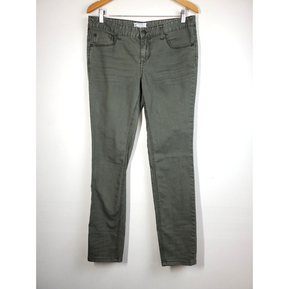 FREE PEOPLE Womens 31 Jeans Straight Leg Mid Rise Olive Green Distressed Denim - Picture 11 of 11
